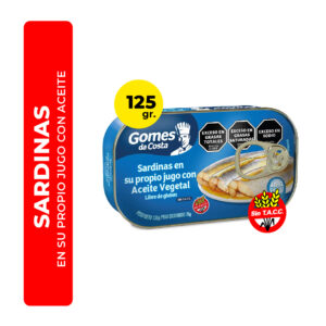 SARDINAS EN SU PROPIO JUGO CON ACEITE GOMES DA COSTA 125G