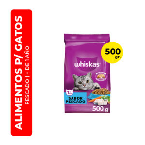 ALIMENTO PARA GATOS WHISKAS SABOR PESCADO 500G