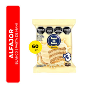 ALFAJOR BON O BON BLANCO TRIPLE 60G