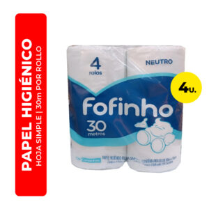 PAPEL HIGIÉNICO FOFINHO HOJA SIMPLE 30X10 4U